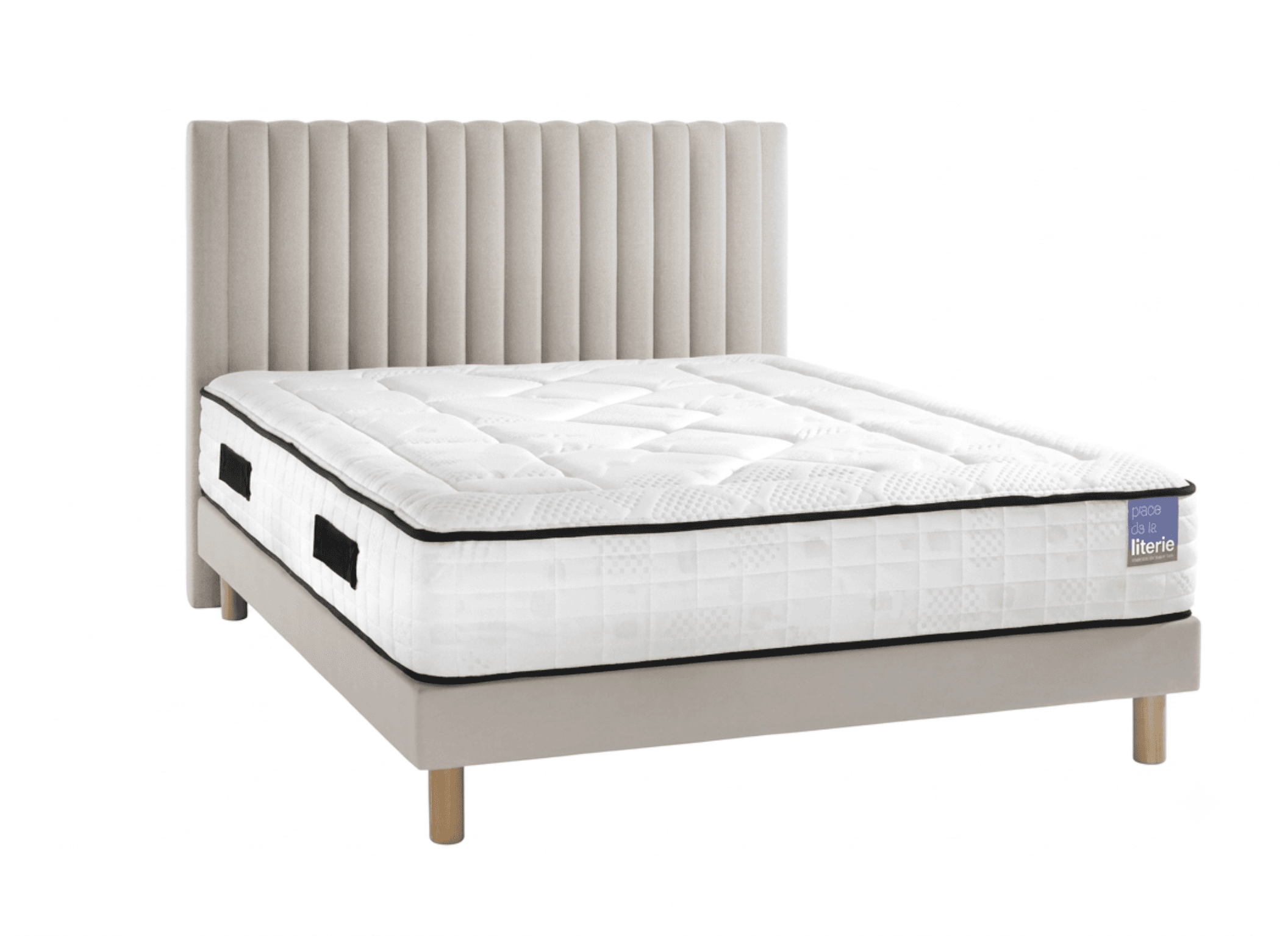 mise en situation de la tete de lit ruben - beige - dispinible chez place de la literie